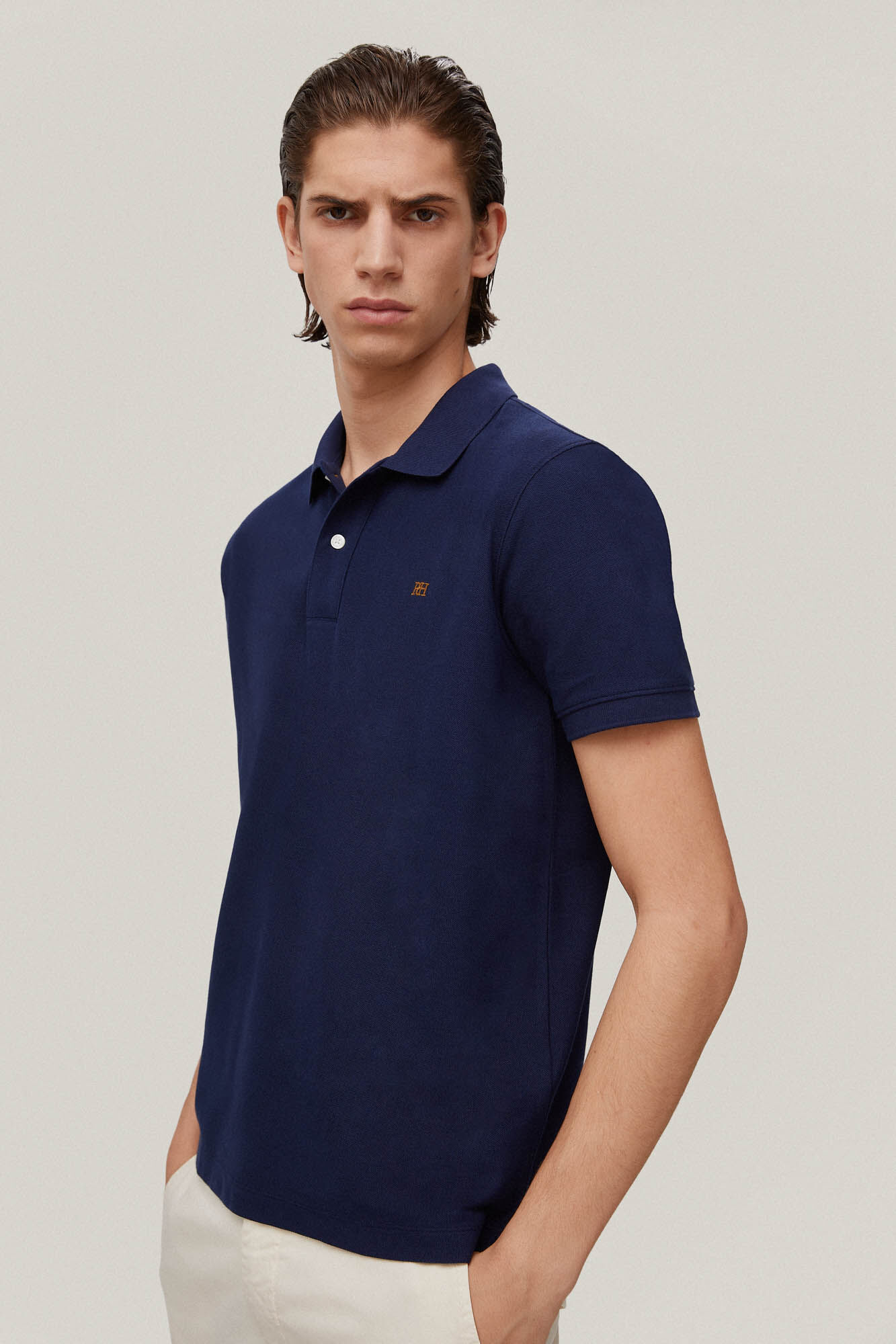 Camisa polo com logotipo - Azul