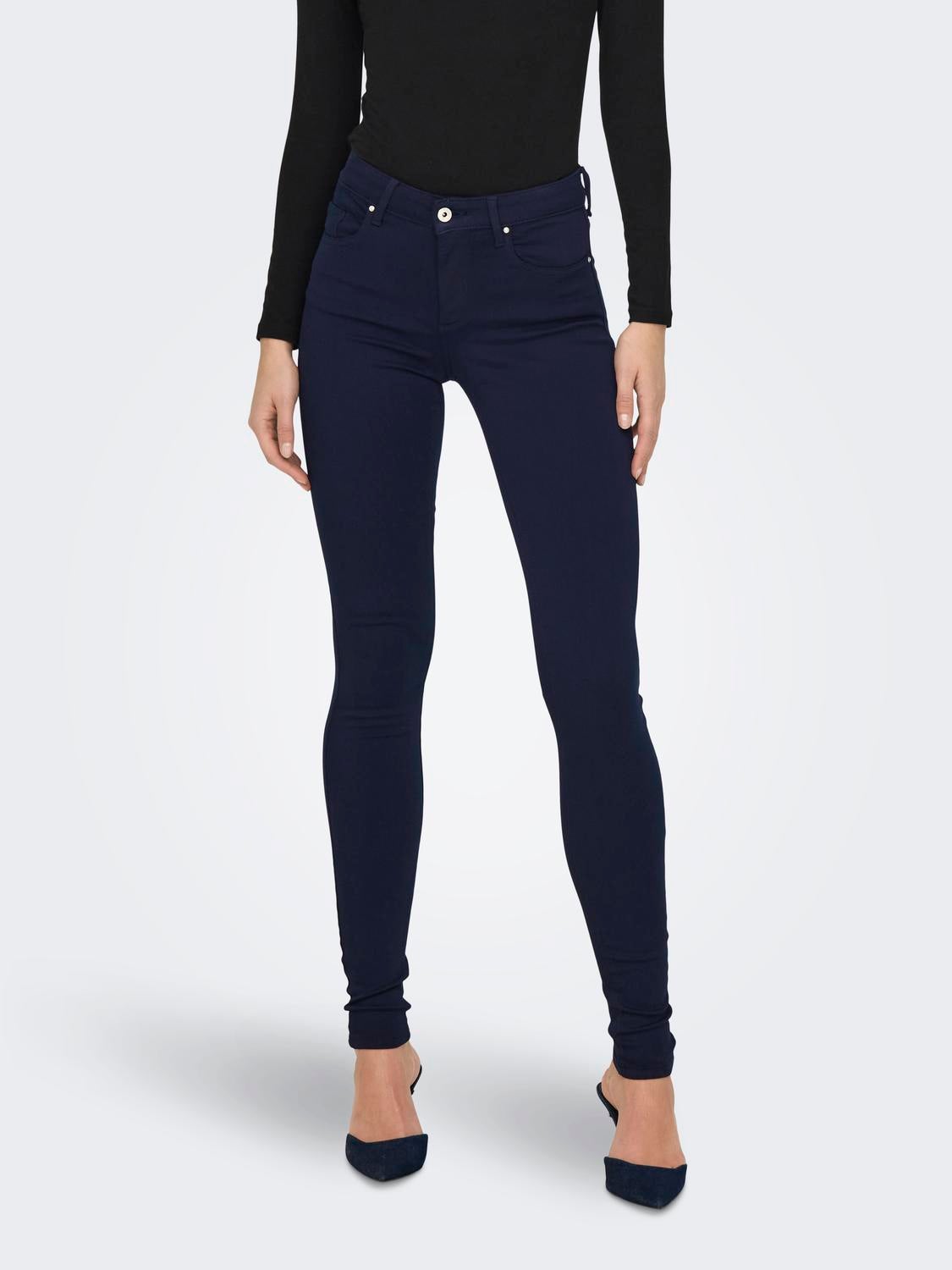 ONLBLUSH Mittlere Taille Skinny Fit Jeans Dark Blue Denim