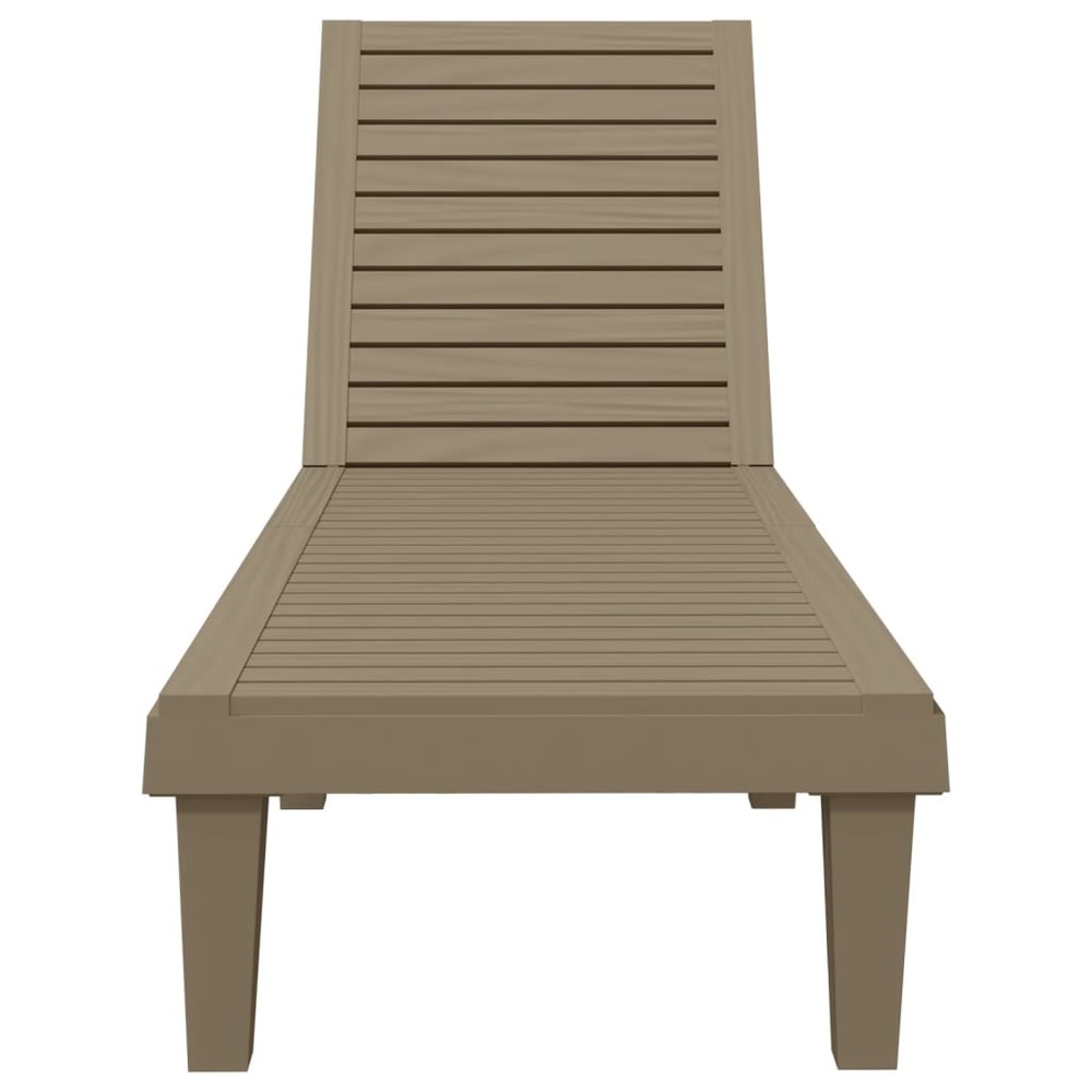 Transat chaise longue bain de soleil lit de jardin terrasse meuble d'extérieur marron clair 155 x 58 x 83 cm polypropylène 02