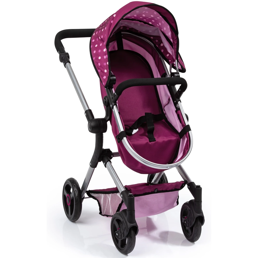 bayer Design Kombi-Puppenwagen Neo Vario bordeaux mit Punkten und Fee