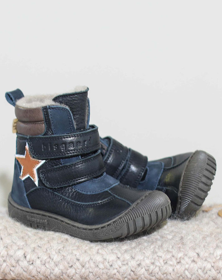 Leder-Boots TEX REFLECT mit Klett in dunkelblau