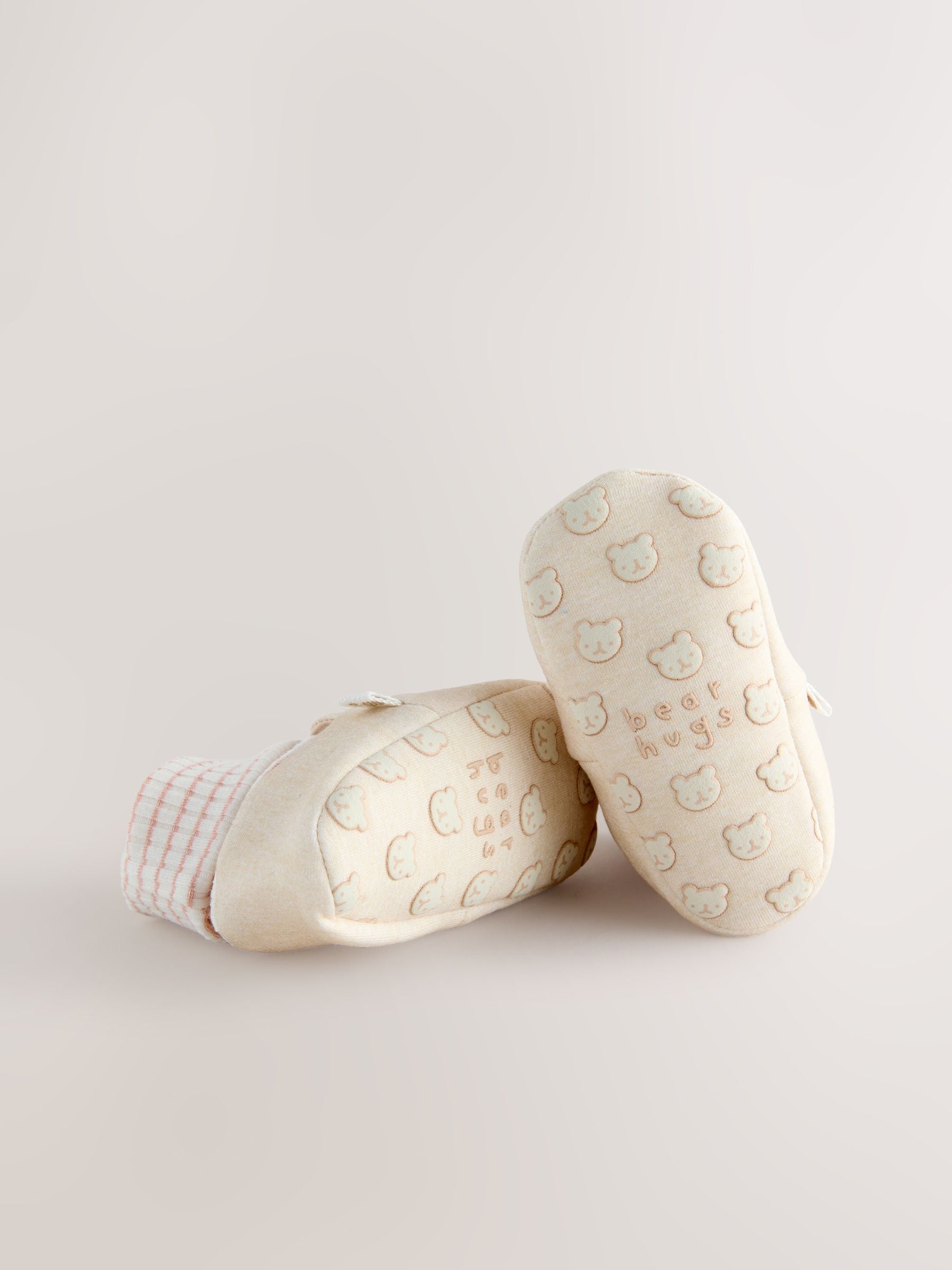 Neutraal met beren - Baby Sokken Top Boots (0-18mnd)