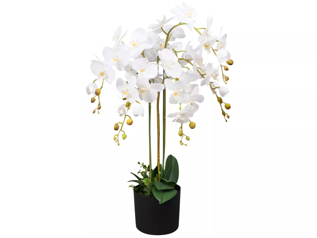 Plante artificielle avec pot blanche 15.7 x 17.5 x 14.5 cm DEC021906