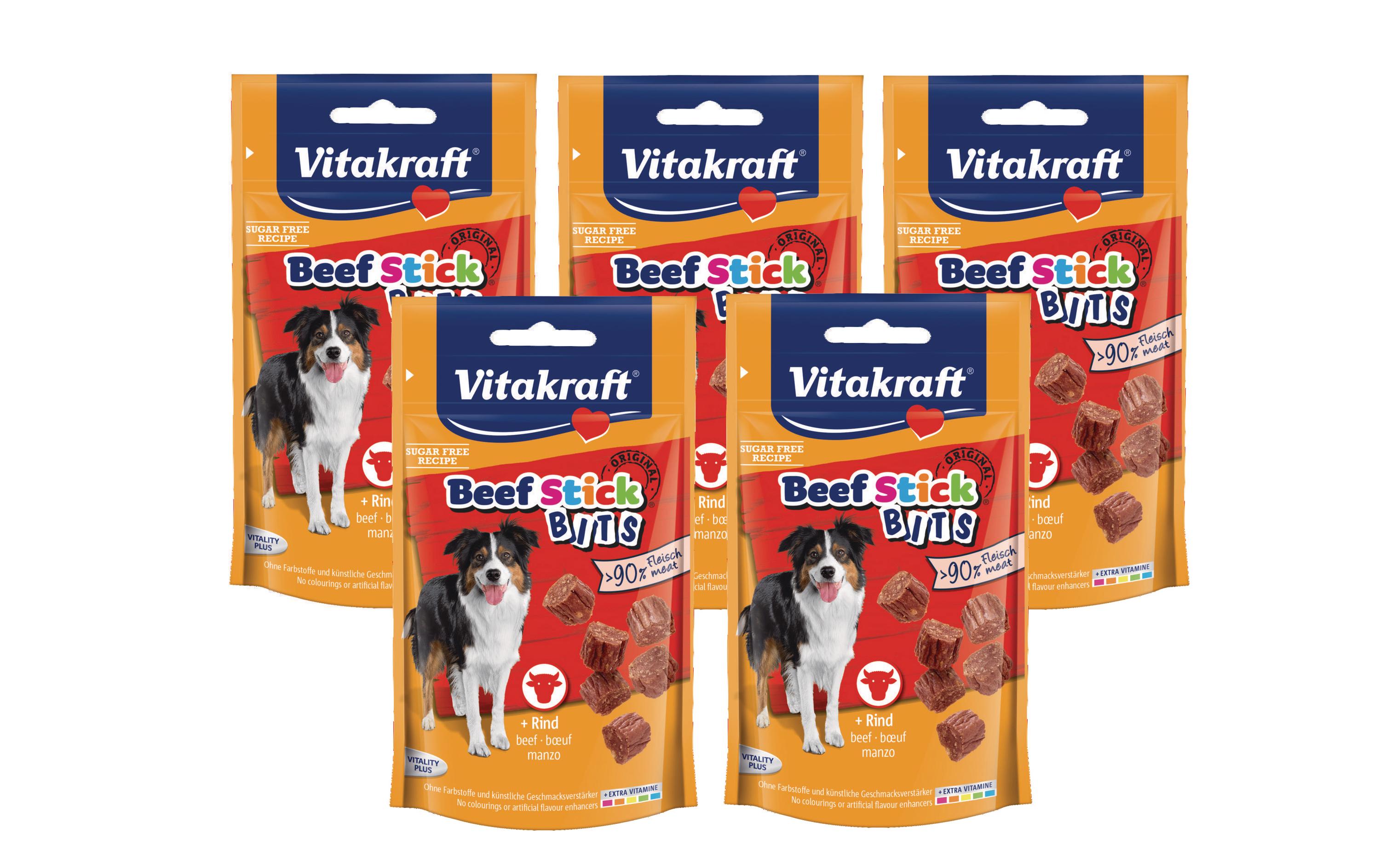 Leckerli Beef-Stick Bits Rind, Multipack 5 x 40 gDie Belohnung für zwischendurch