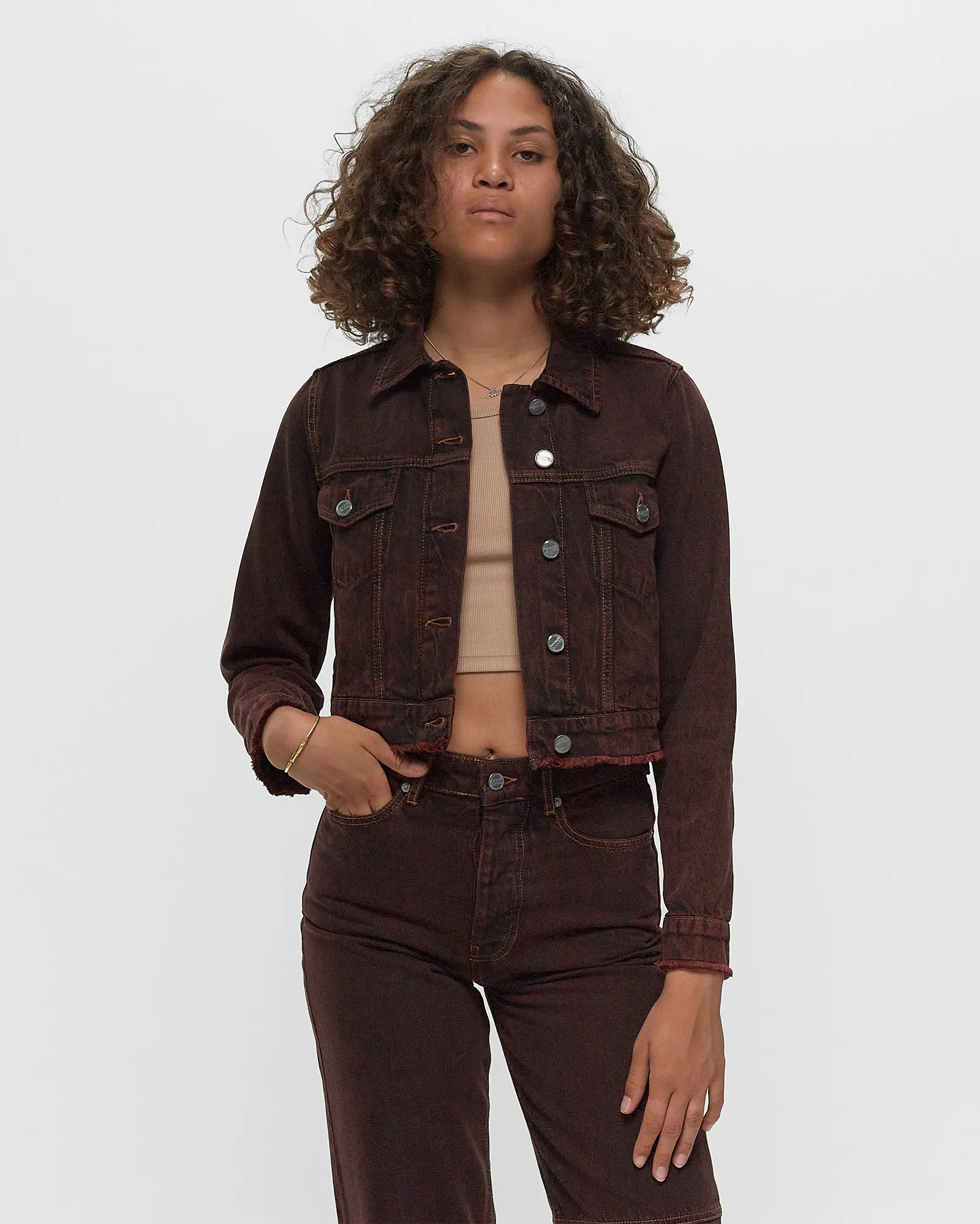 Ganni Overdyed Bleach Denim Cropped Jacket