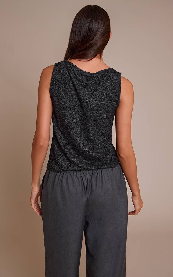 Charcoal Grey Débardeur Gilet Ample En Maille Douce À Col En V