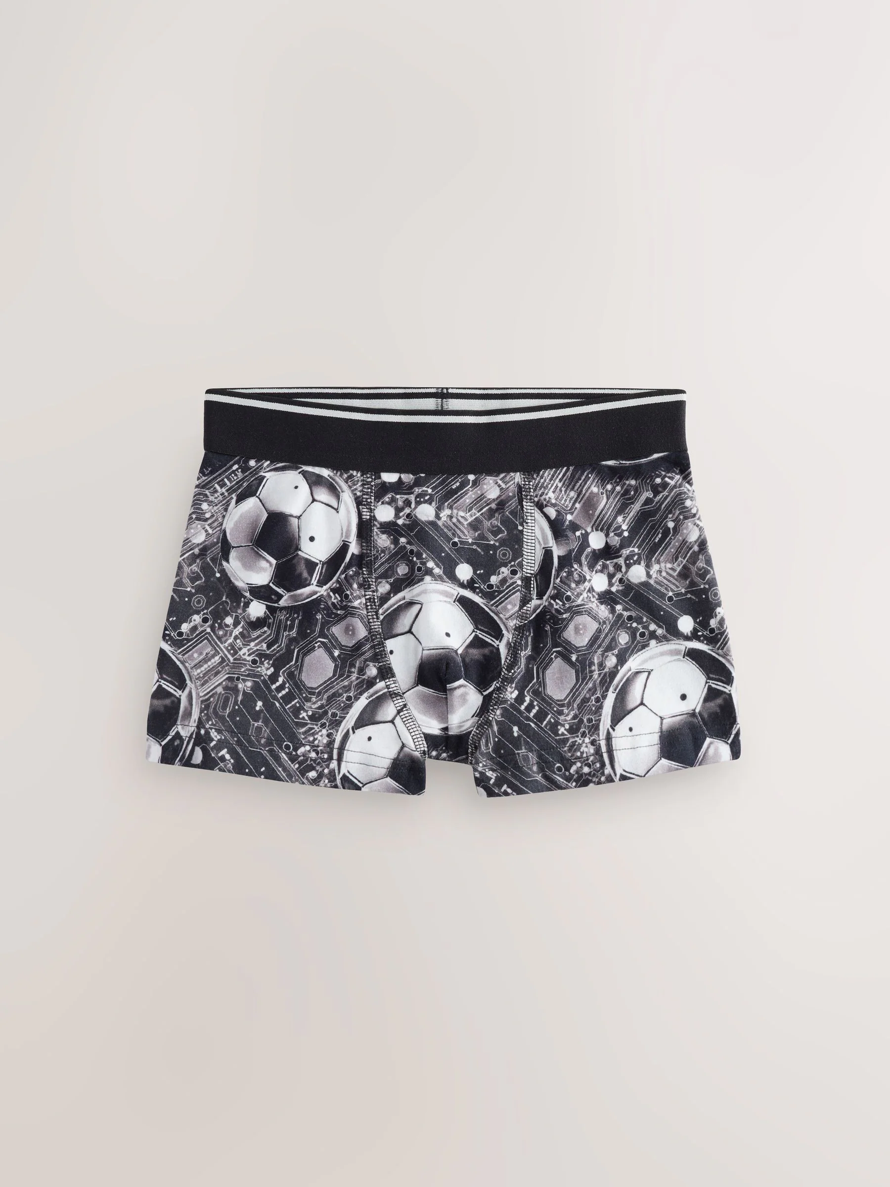 Blauw/zwart met voetbalprint - Verpakking van 5 trunks met motief (1,5-16jr)