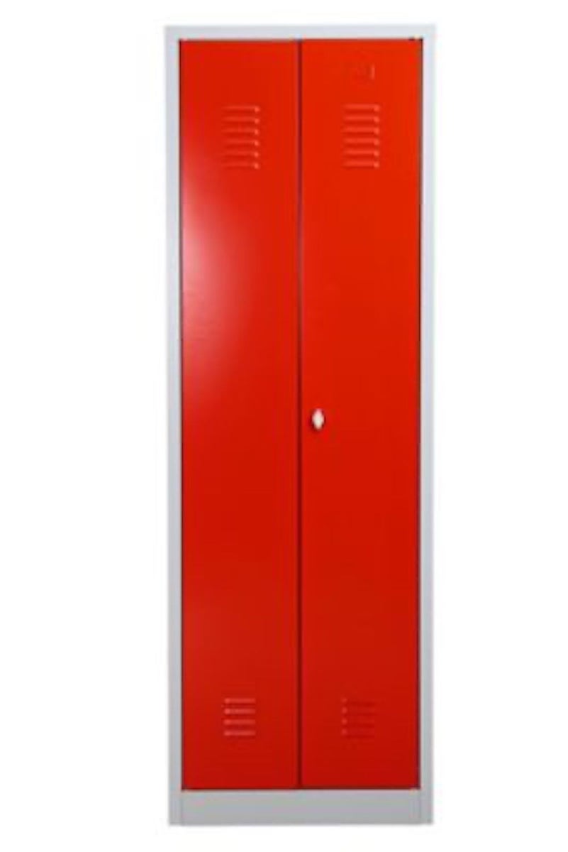 PROREGAL Metalen Locker Flamingo HxBxD 180 x 60 x 50 cm Hangslot Grijs-Rood