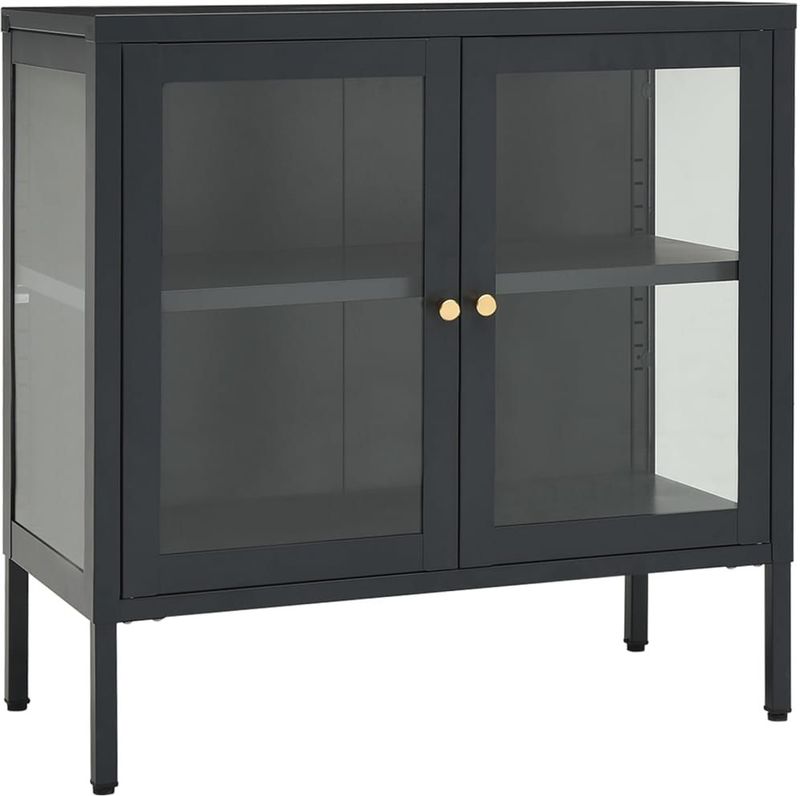 vidaXL - Dressoir - Antracietkleurig - Staal en Glas