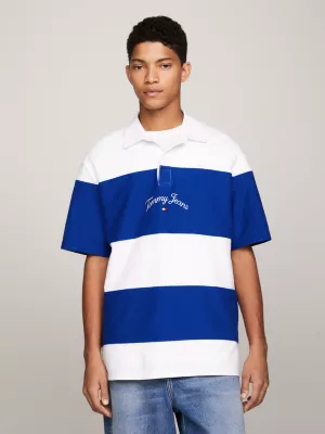 Camisa de rugby listrada de manga curta oversized