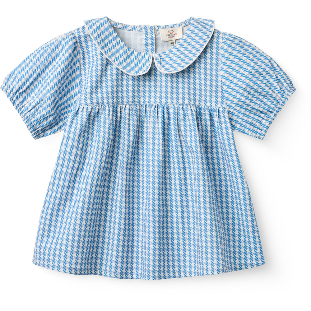 Køb COPENHAGEN COLORS Blue Houndstooth Mini Houndstooth Bluse W. Krave
