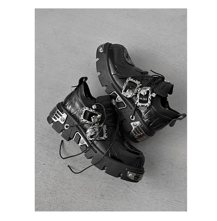 Malnia Home - Punk Platform Buckled Lace Ups