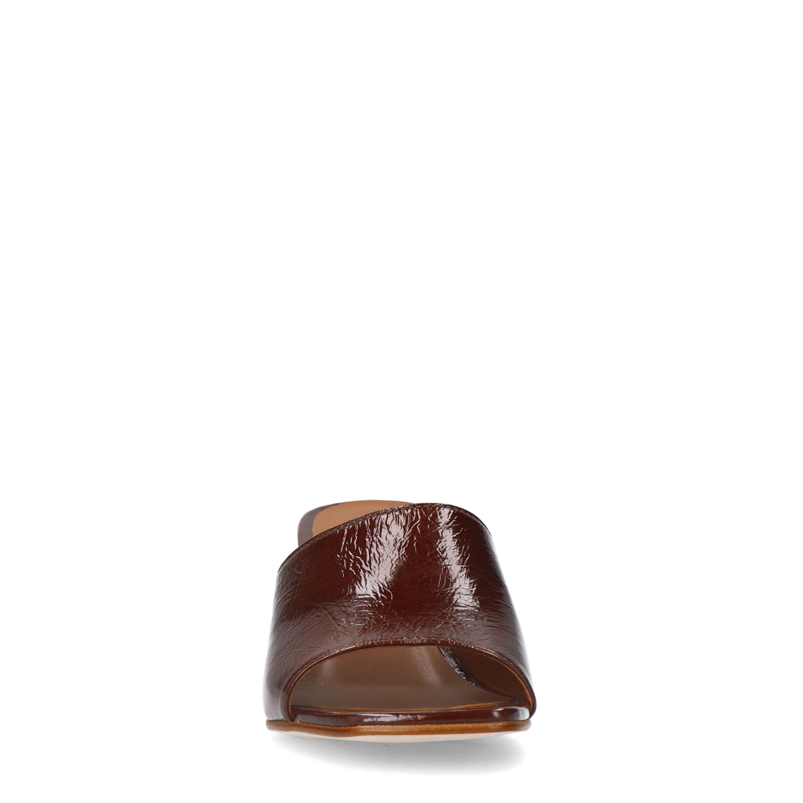 Bruine lakleren sandalen met hak