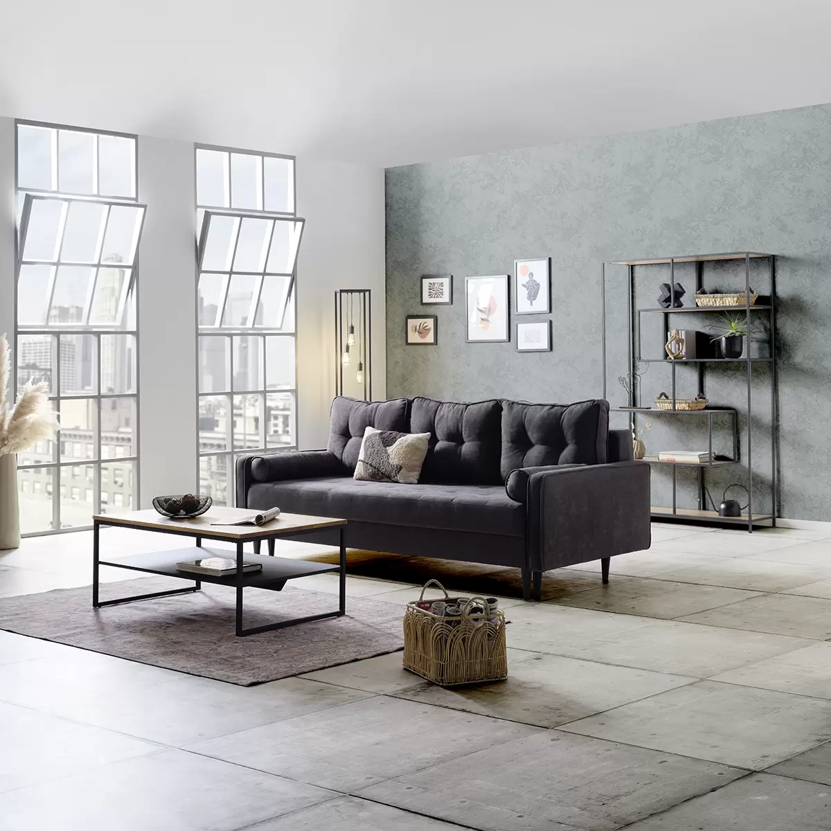 Schlafsofa Ostin 149 x 200 Dunkelgrau