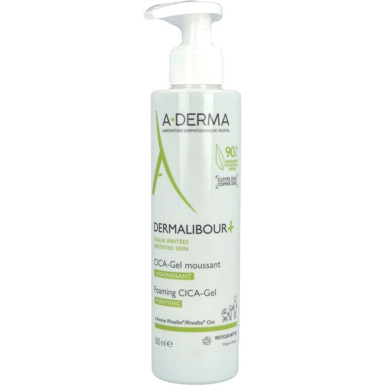 Gel moussant assainissant Aderma Dermalibour+ Cica - Flacon-pompe de 200 ml
