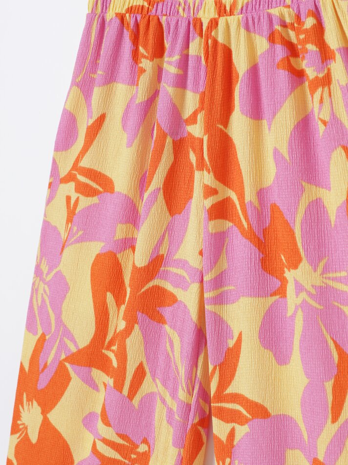 Calças culote texturizadas - Laranja/amarelo