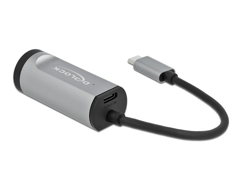 Delock Netzwerk-Adapter Gigabit LAN mit Power Delivery USB Delock USB Type-C Adapter zu Gigabit LAN mit Power Delivery Anschluss grau