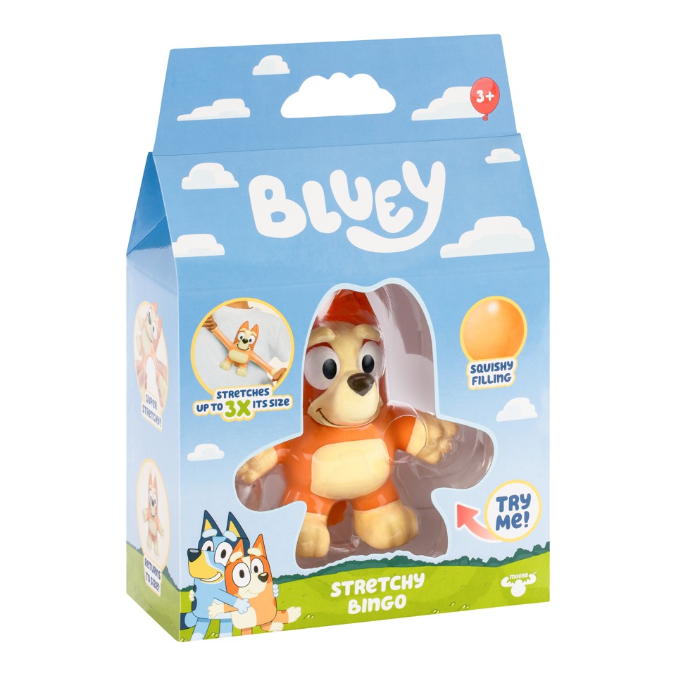 Strækbare Bluey og Bingo figurer