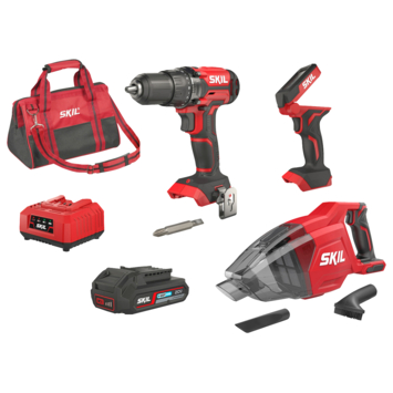 Skil 20V accuboormachine, LED-lamp & handstofzuiger incl. 2.0Ah accu+lader combinatieset