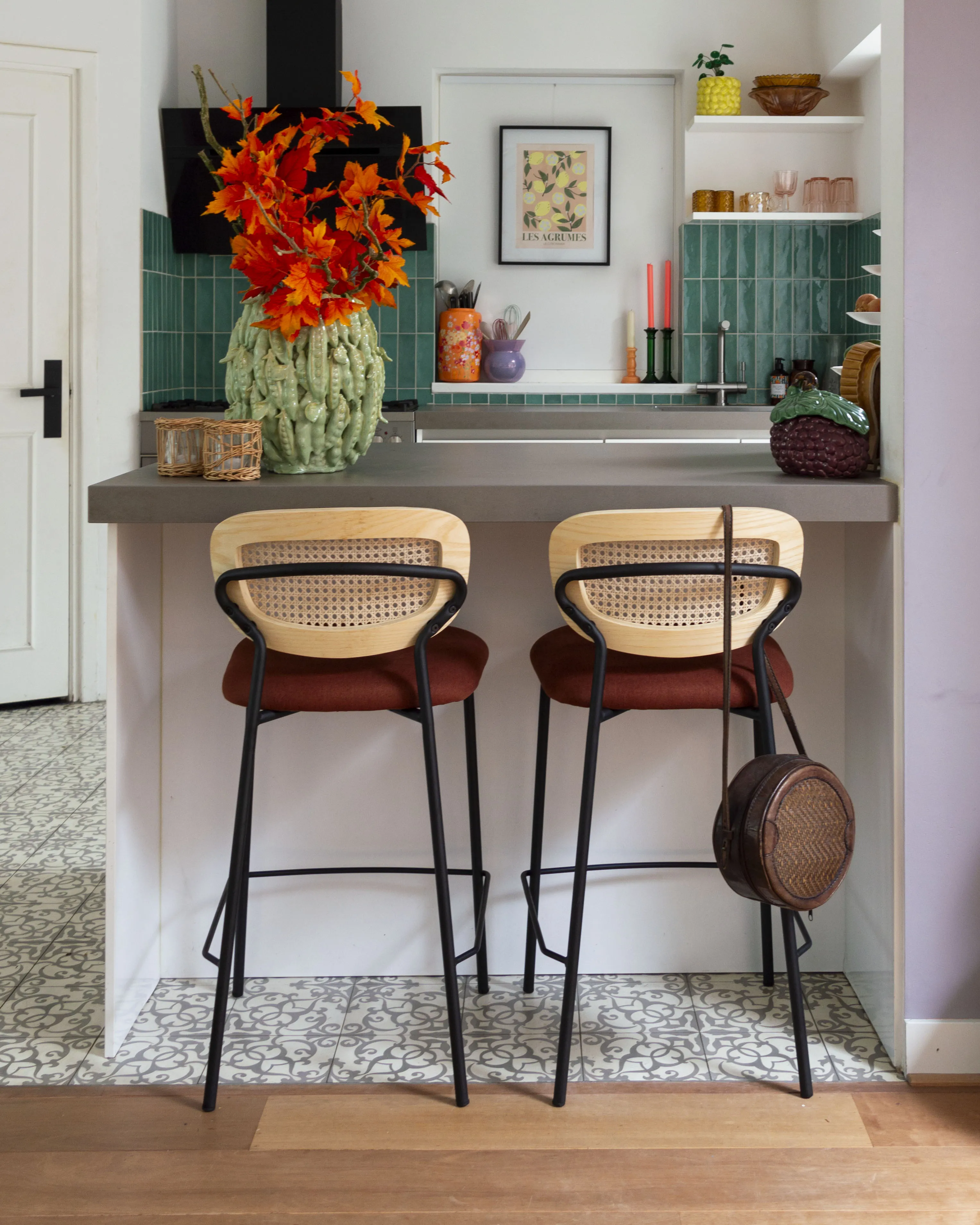 Set van 2 barstoelen MAYETTA Rotan Oranje