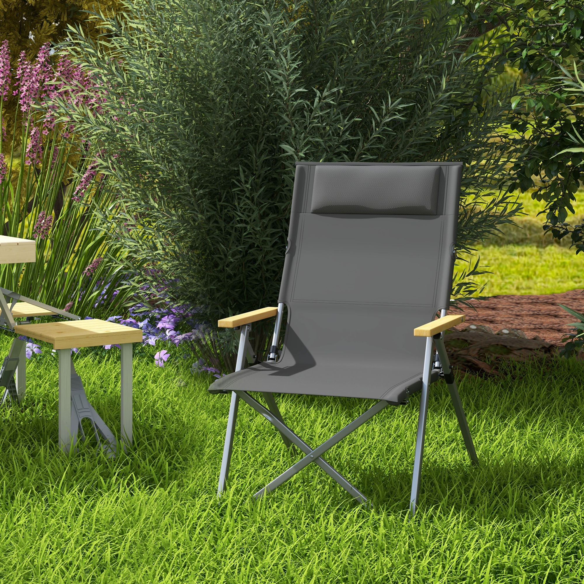 Cadeira de camping Outsunny cinza