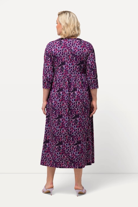 Jerseykleid, bedruckt, A-Linie, Rundhals, 3/4-Arm, Taschen