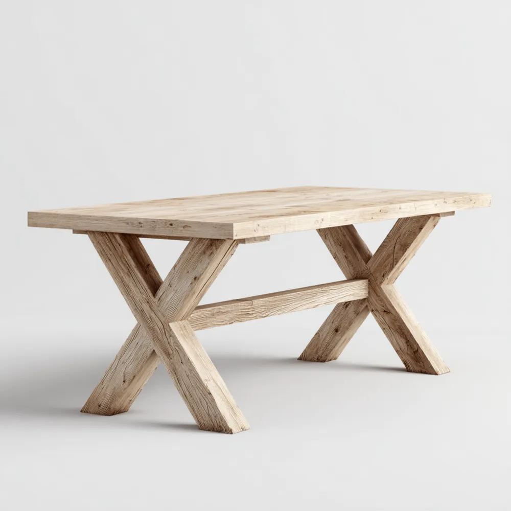 Esstisch Eiche Massivholz 200x100x75 cm Natur - Rustikales Design
