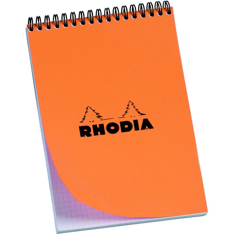 Bloc de bureau Rhodia 14,8 x 21 cm spirale orange n°16 - 5 x 5 - 80 feuilles