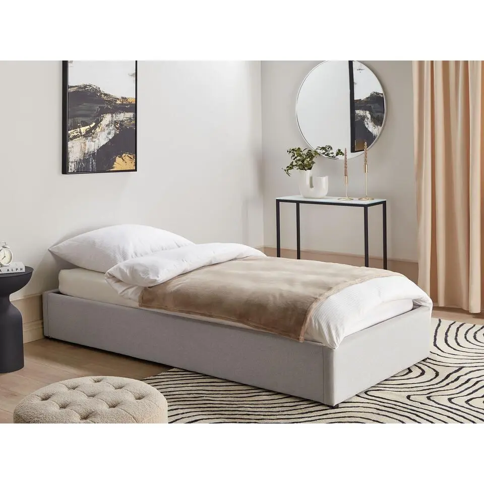 DINAN - Eenpersoonsbed - Lichtgrijs - 90 x 200 cm - Polyester