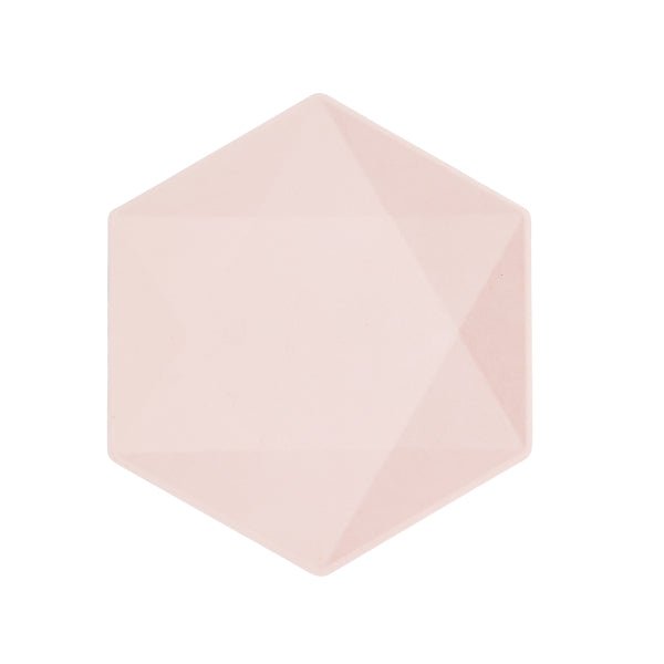 Roze Borden Zeshoek 20,8cm 6st