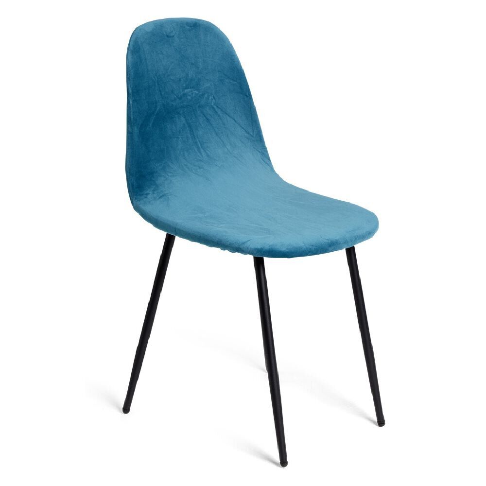 Housse de chaise velours extensible bleu L45xP40xH45cm