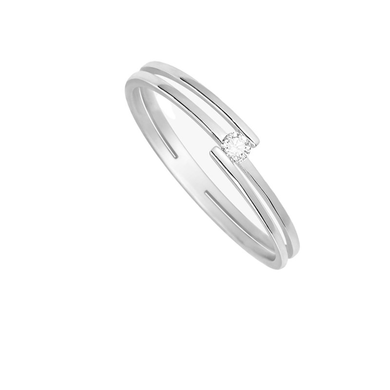 Bague Femme - Or 18 Carats - Diamant 0,05 Carats