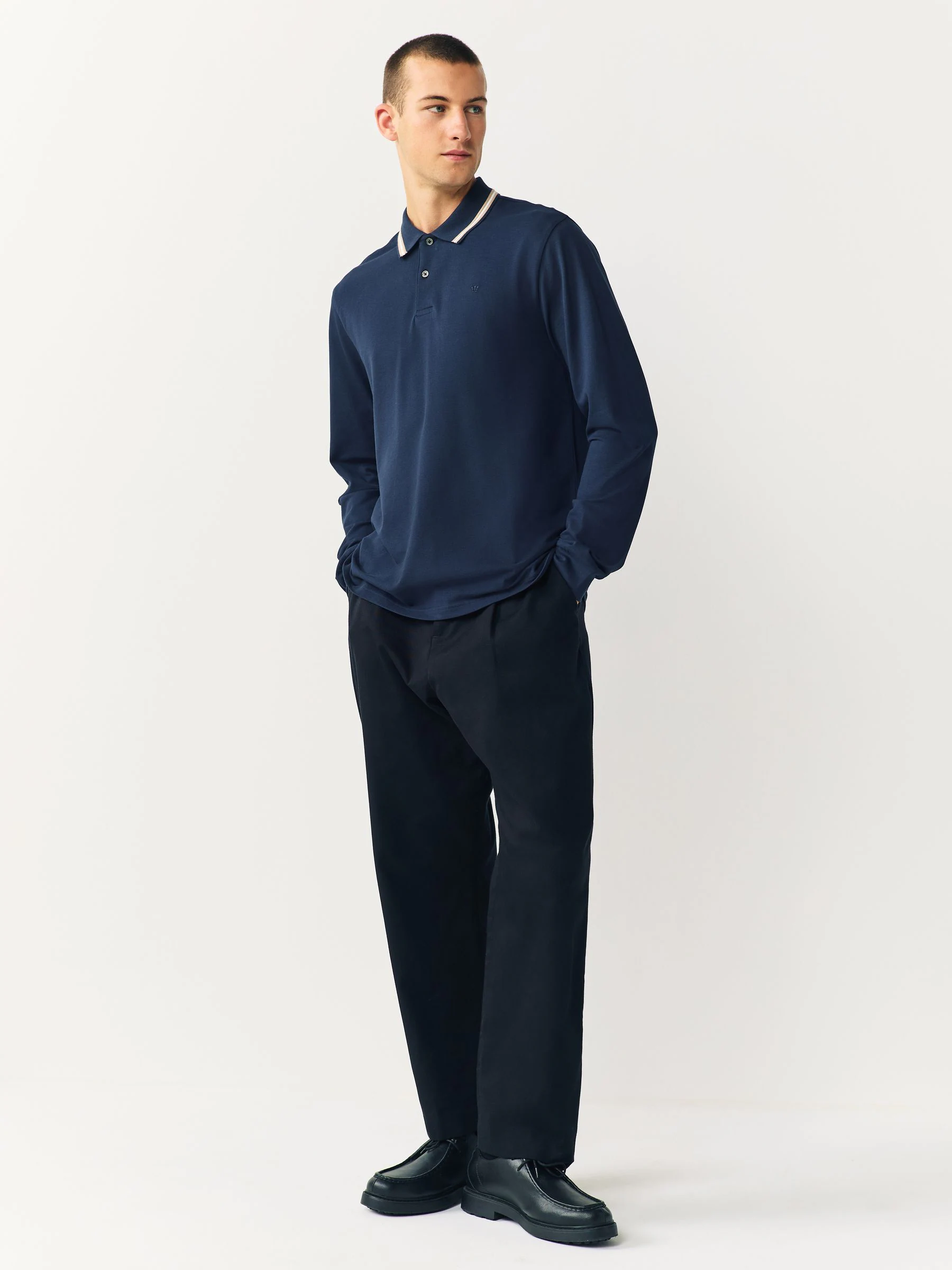 Marineblauwe Ottoman - Poloshirt met contrasterende rand