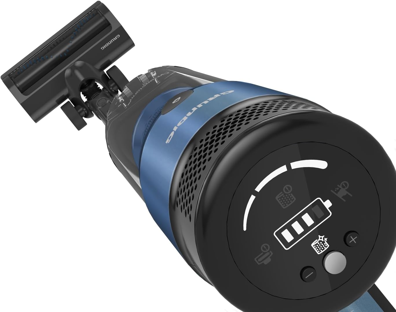 GRUNDIG VCP 8330 2-in-1-Akku-Stielstaubsauger, HyperClean, CyclonStorm-Technologie, knickbares Rohr, 3 Saugkraftstufen, 450 W Motor, 500 ml Staubbehälter, bis zu 60 Minuten Laufzeit, Blau/Schwarz