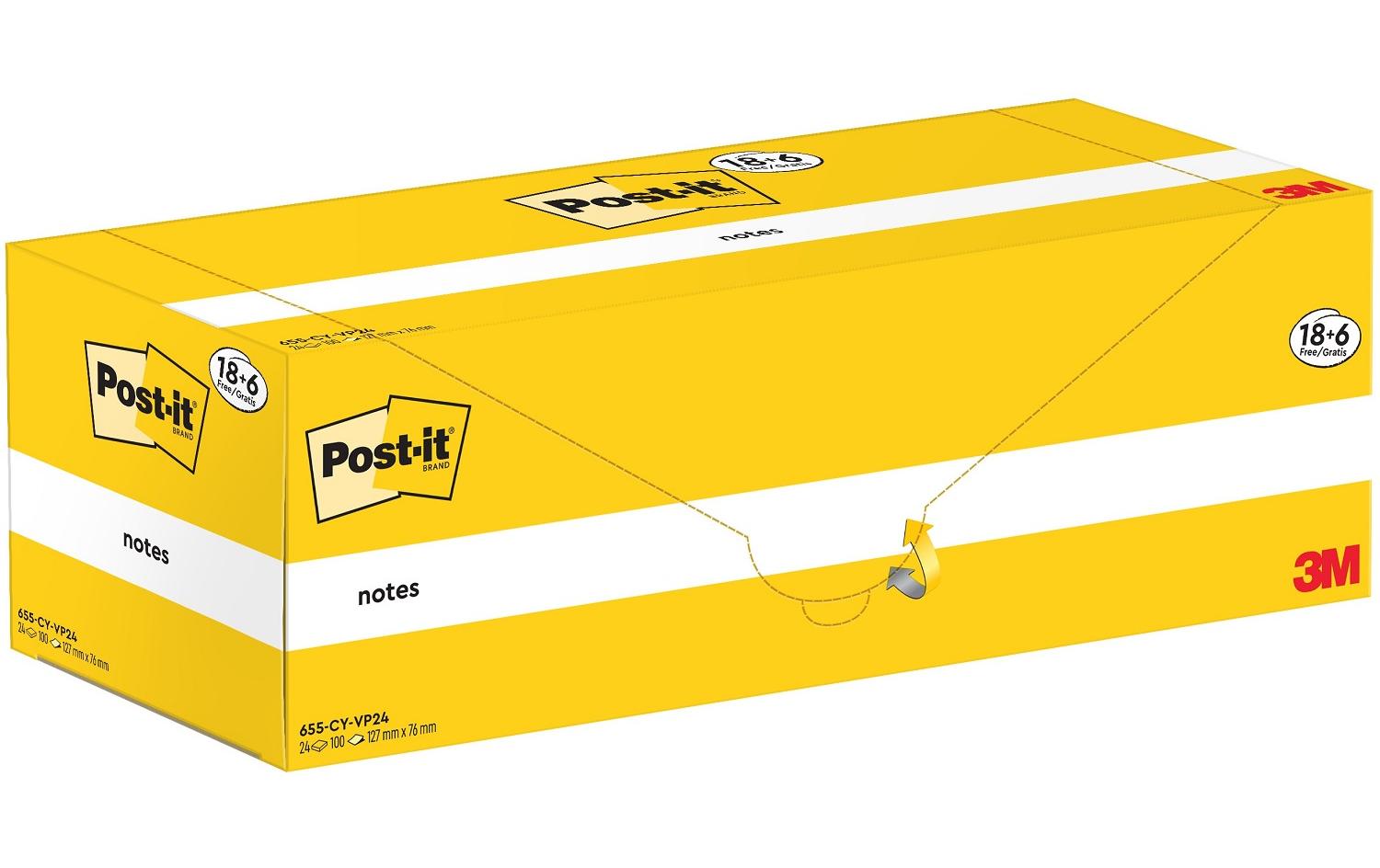 Notizzettel 3M, 76 x 127 mm, 18+6 Blöcke, GelbHaftnotizen