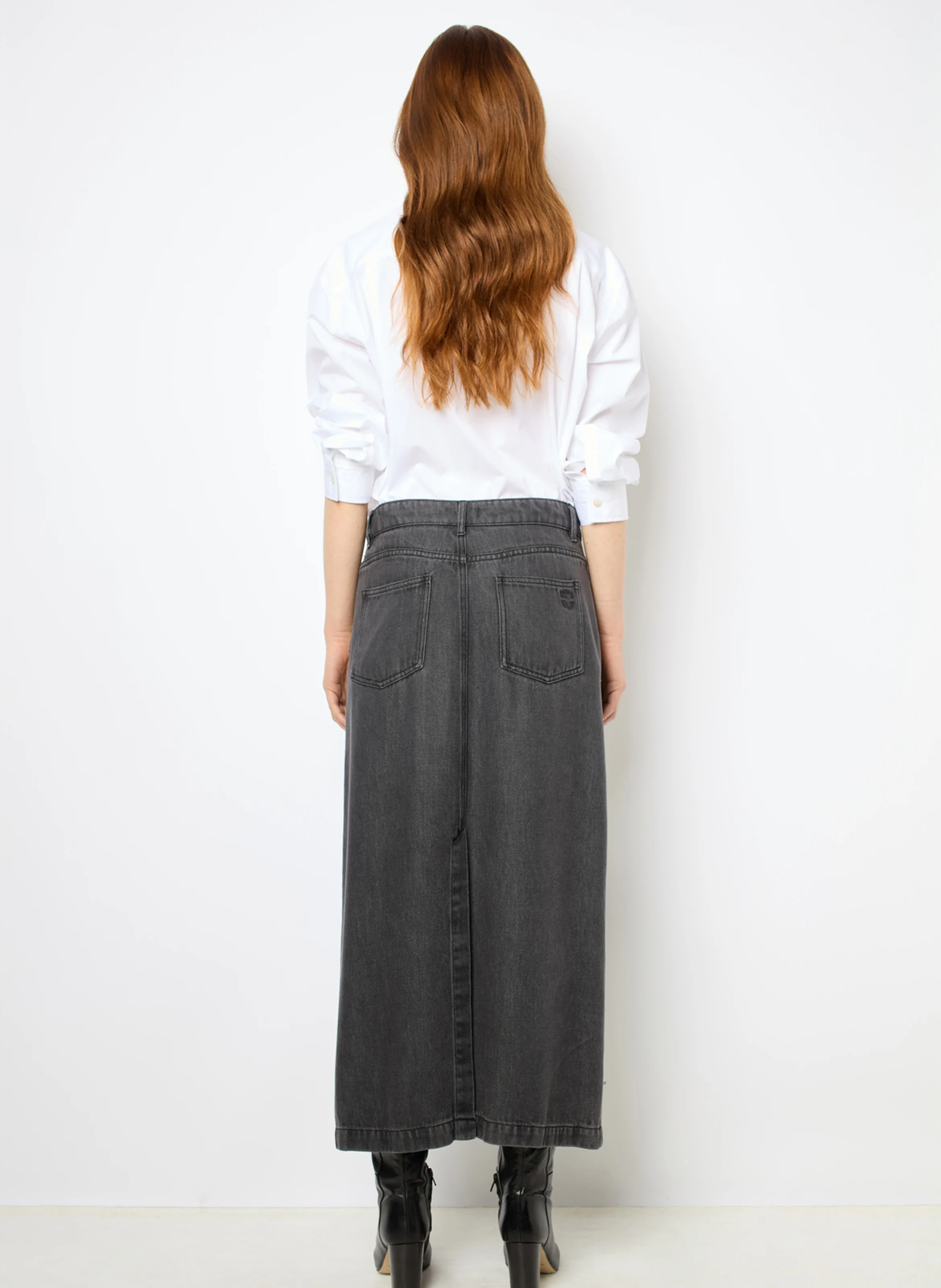 CYBELIA - Jupe longue en denim délavé | Gris