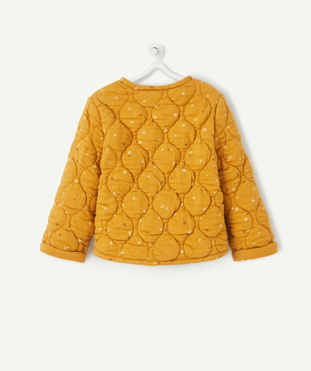 GILET REMBOURRÉ OCRE AVEC PETIT IMPRIMÉ FLEURI BÉBÉ FILLE