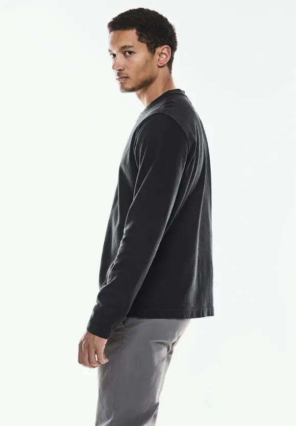 Washed Henleyshirt - faded black