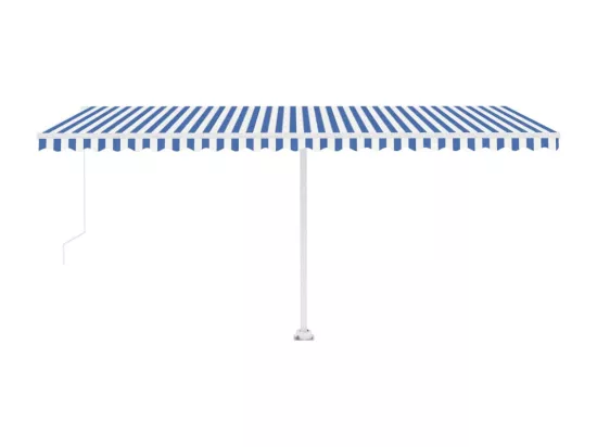 Auvent manuel rétractable sur pied 500x300 cm Bleu/Blanc