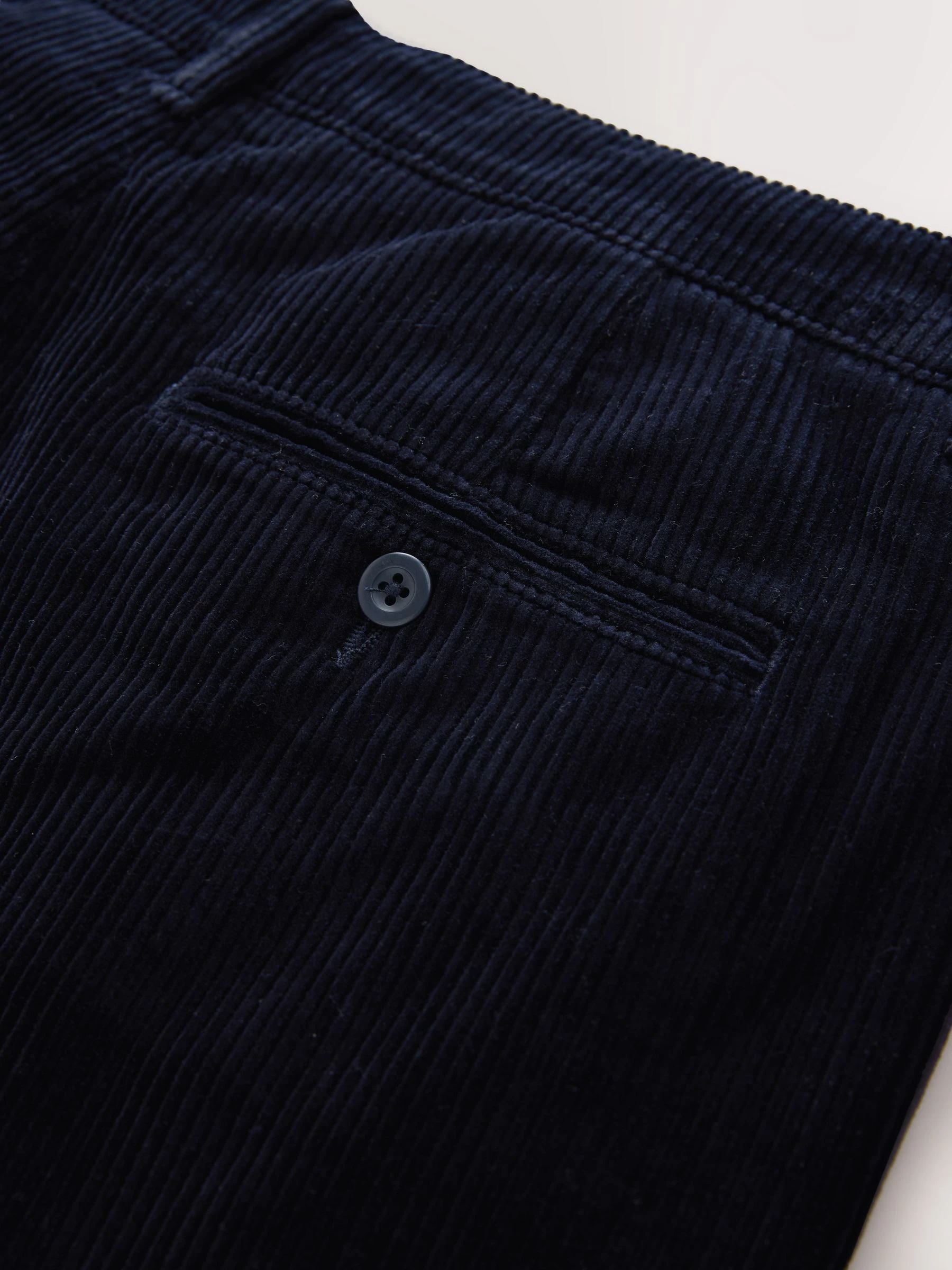 Marineblauw - Standaard toelopende pasvorm - Corduroy Single Pleated Trousers