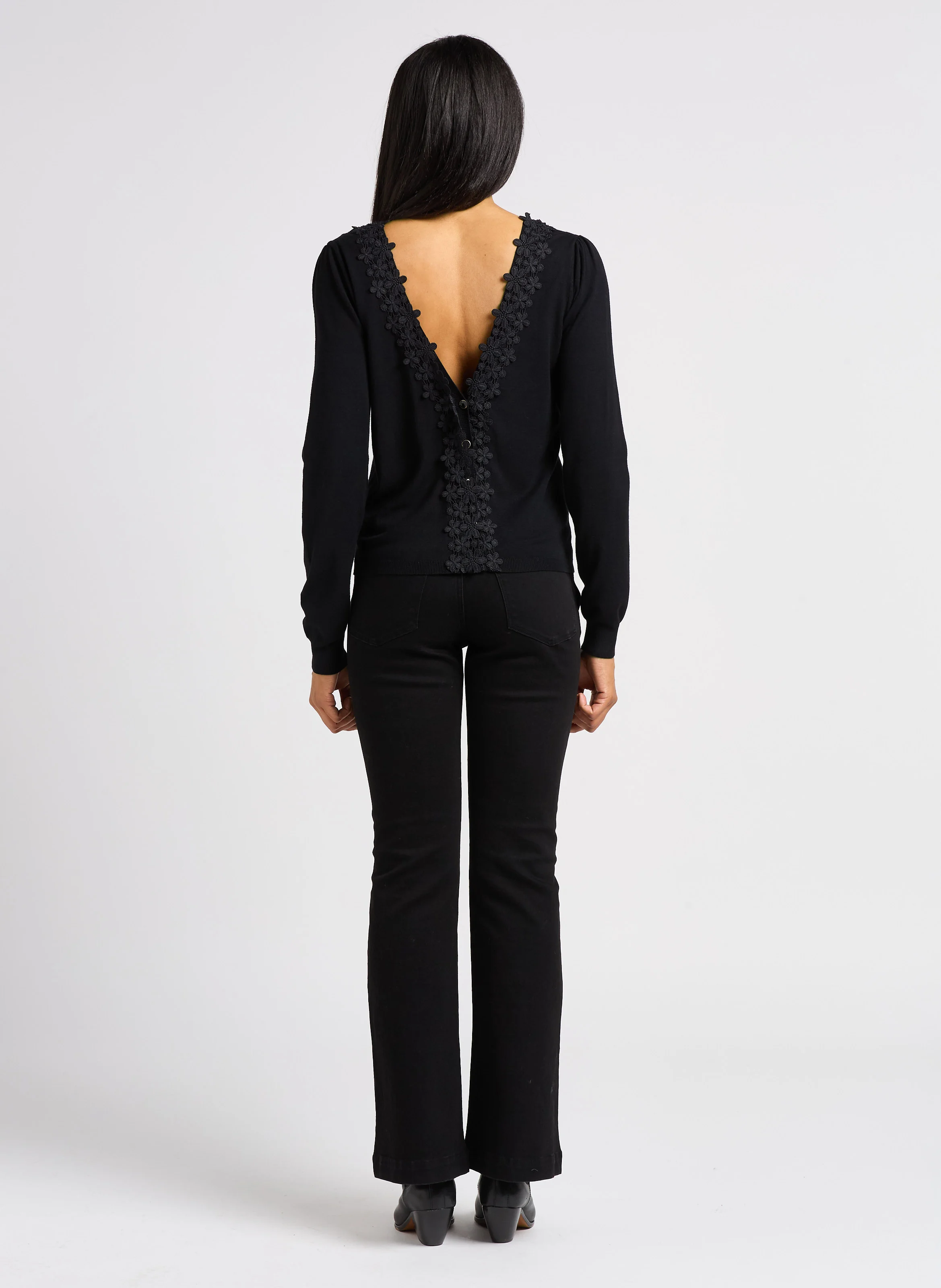 Jean boot-cut en coton mélangé | Noir