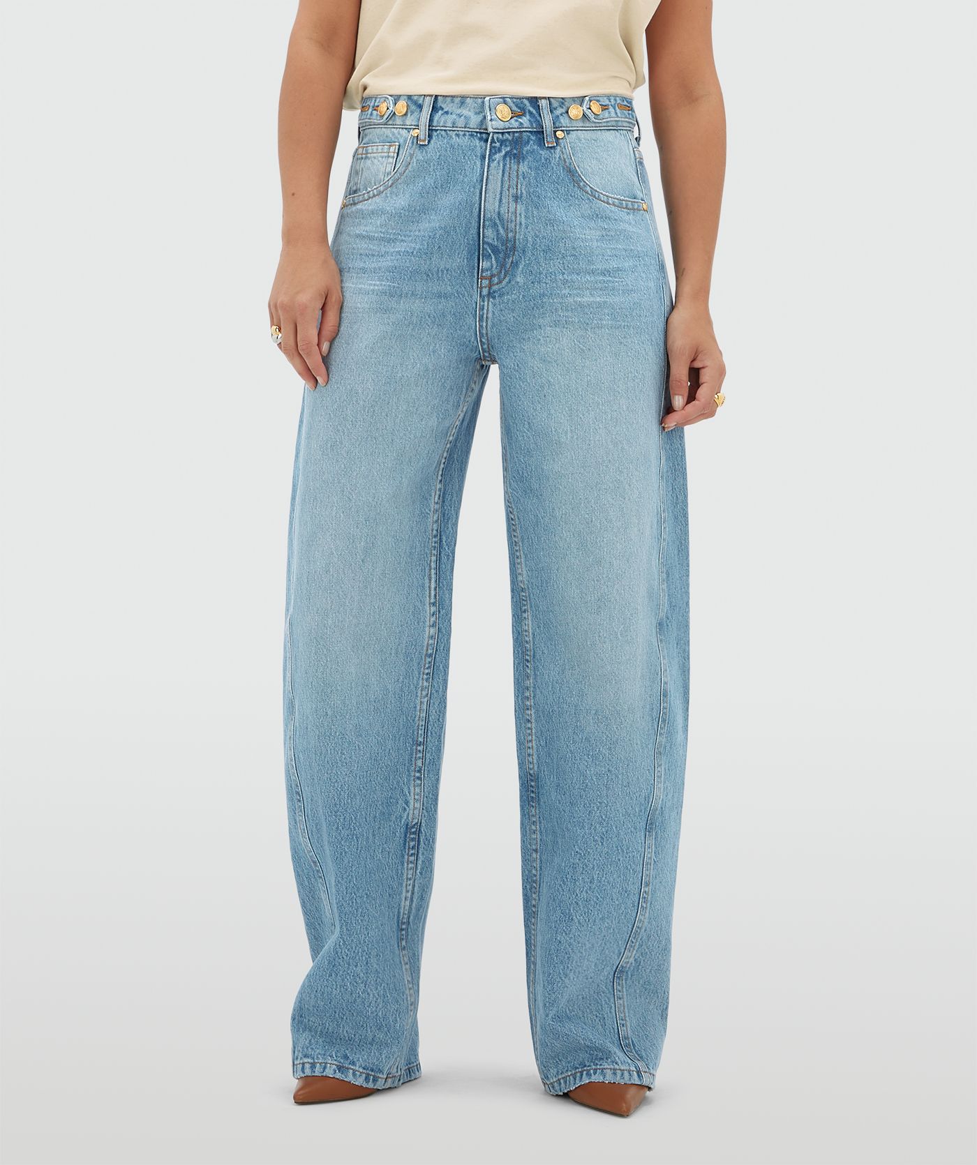 JV-DEWI mid rise balloon fit jeans - light denim