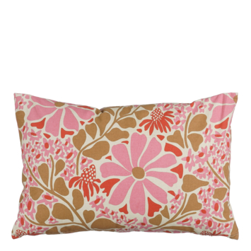Kussen bloemen roze - l55xb35xh10cm