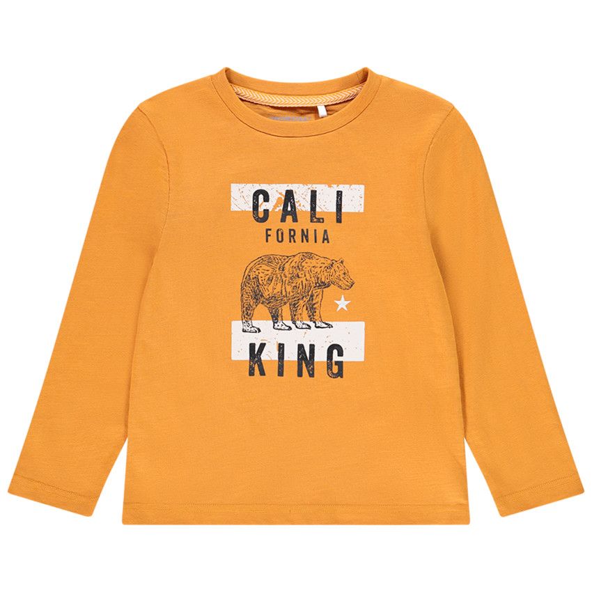 T-shirt manches longues en coton jaune pour enfant garçon - Jaune
