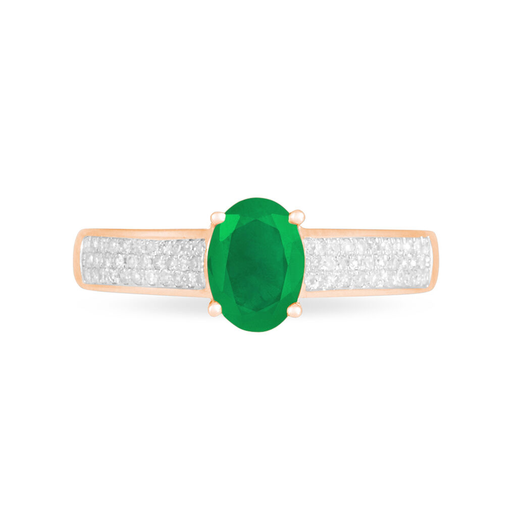 Bague Crista Or Rose Emeraude Et Diamant