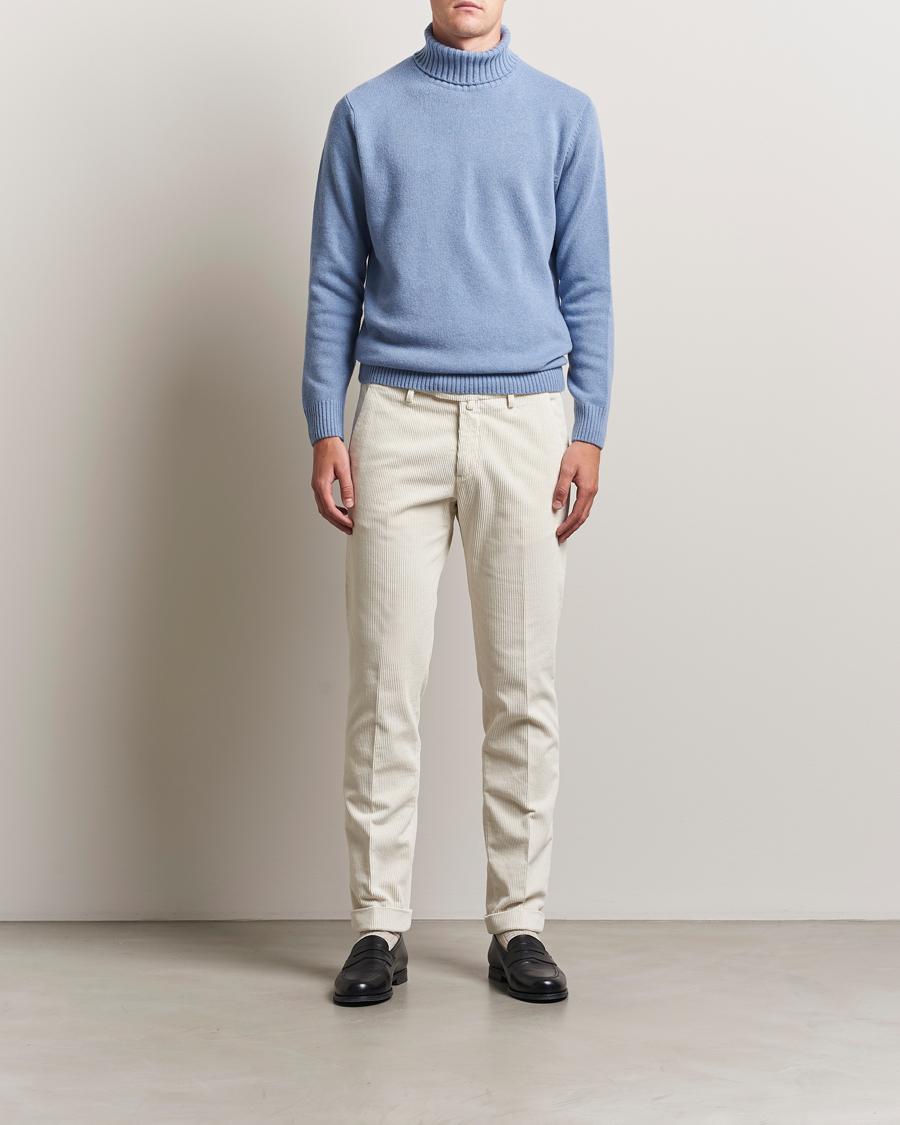 Morgano Wool/Cashmere Heavy Knit Rollneck Light Blue
