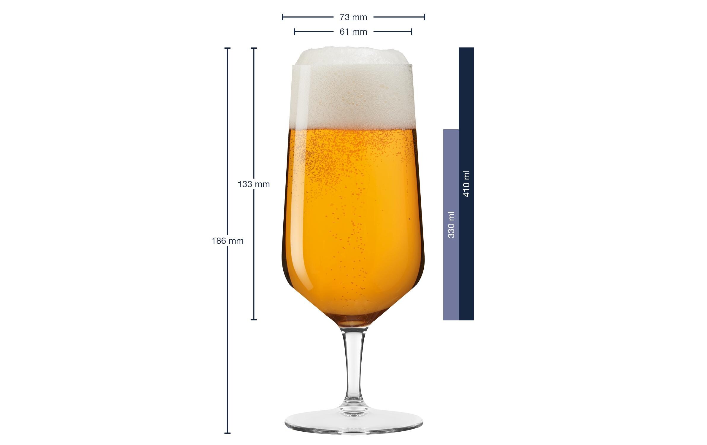 Bierglas Puccini 330 ml, 6 Stück, TransparentBiertulpe aus Kristallglas