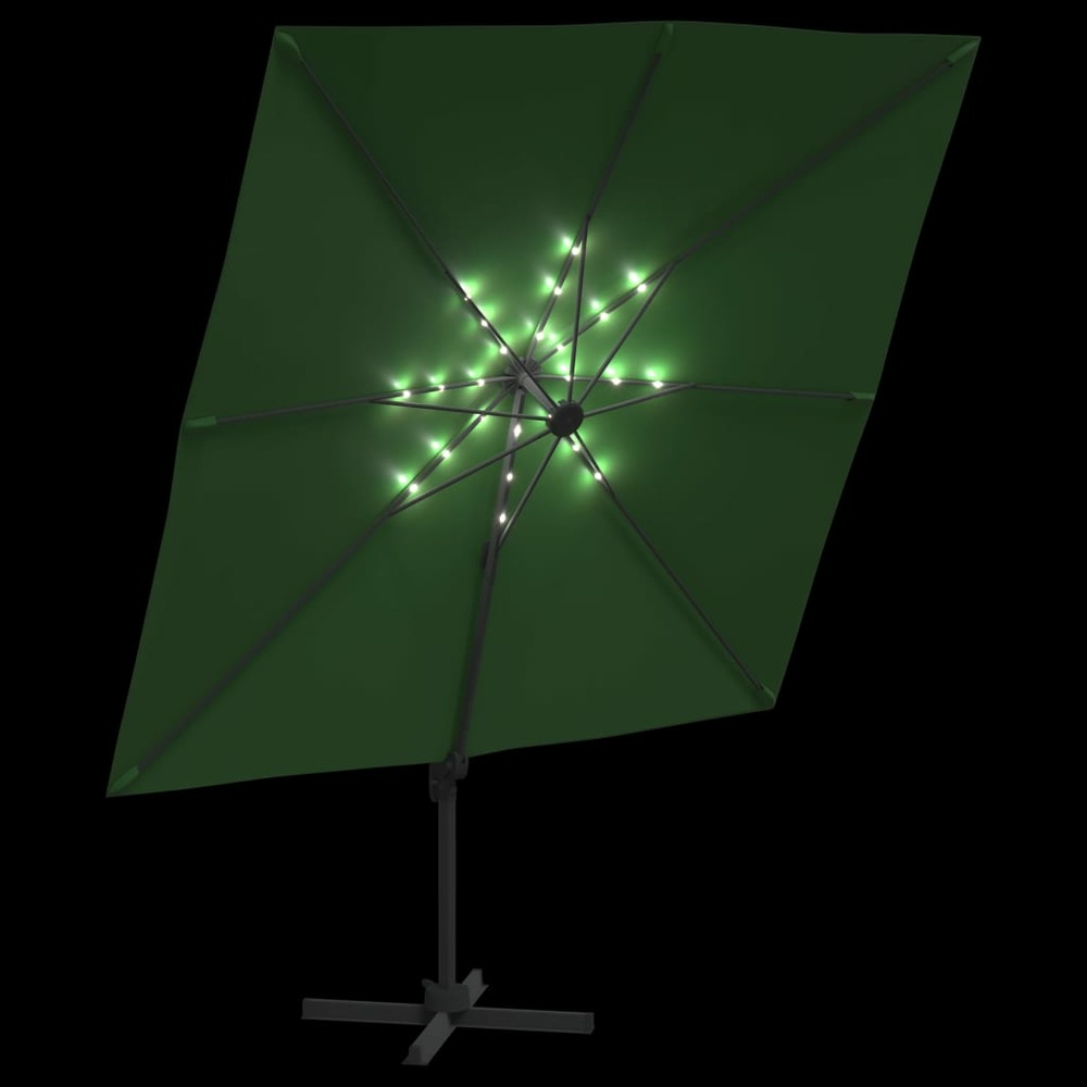 Parasol meuble de jardin cantilever à led 400 x 300 cm vert