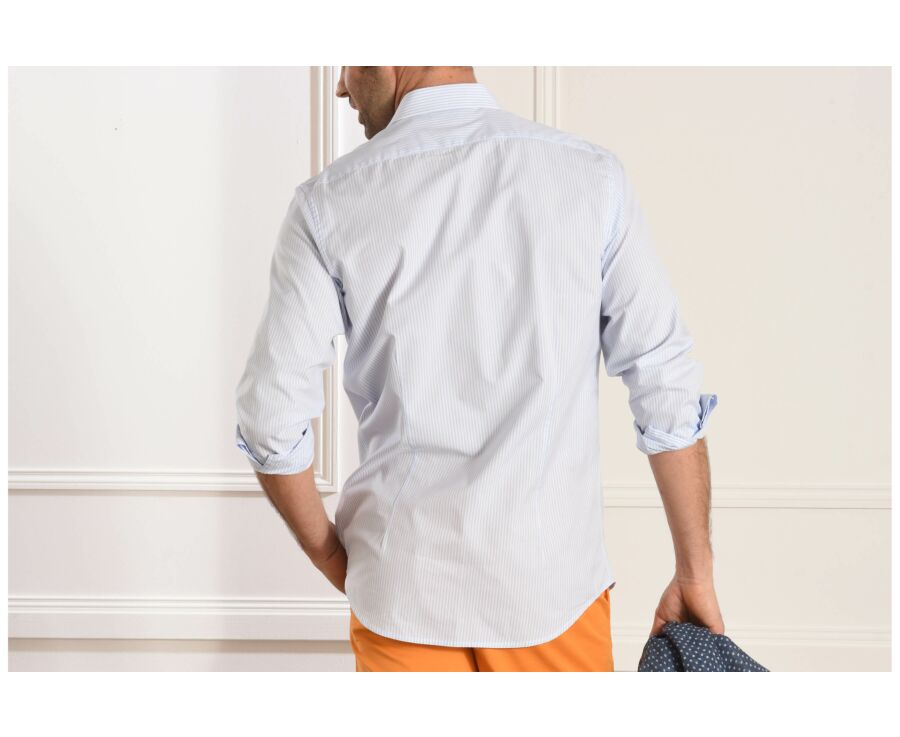 Chemise rayée blanc et bleu clair - MELCHIOR