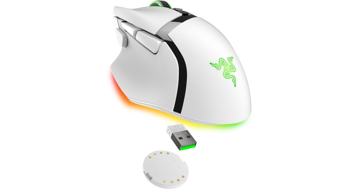 RazerBasilisk V3 Pro gaming muis  (Wit, USB / Bluetooth / Razer HyperSpeed Wireless, 30.000 DPI, Razer Chroma RGB)